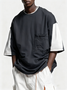 Men's Workwear Imitation T-Shirt Colorblock Design Street Style Urban Casual Top