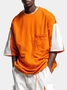 Men's Workwear Imitation T-Shirt Colorblock Design Street Style Urban Casual Top