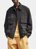 Street Style Washed Denim Pockets Zip-Up Work Jacket