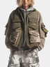 Functional Street Fashion Fabric Splicing Lapel Workwear Vest