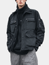 Water Resistant  Street Stand Collar Zipper Multi-Pocket Work Jacket