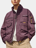 Street Style Flap Pockets Zip-Up Work Jacket