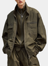 Street Style Flap Pockets Zip-Up Work Jacket