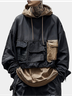 Workwear Urban Street Style Street Art Windproof Flap Pocket Lining Hooded Sweatshirt