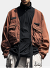 Street Style Urban Street Style Flip Pocket Fashion Workwear Color Matching Stand Collar Sweatshirt