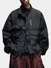 Urban Loose Mock Neck Plain Jacket Fashionable And Light Work Clothes
