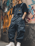 Bib Overalls Loose Fit Baggy Casual Workwear Fashion Lightweight Sloppy Coveralls with Cargo Pockets