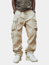 Street Style Washed Cotton Flap Pockets Work Pants