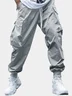 Men's Trendy Casual Cargo Pants With Multiple Pockets Elastic Waist Solid Color Windproof And Waterproof.